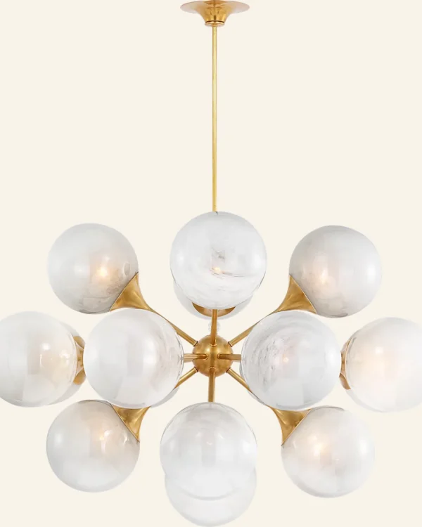 Doré Glass Chandelier, 40" in antique brass