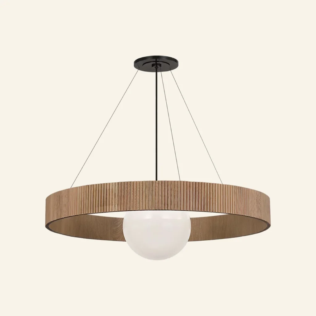 Doré Ring Glass Chandelier, 42" in brass