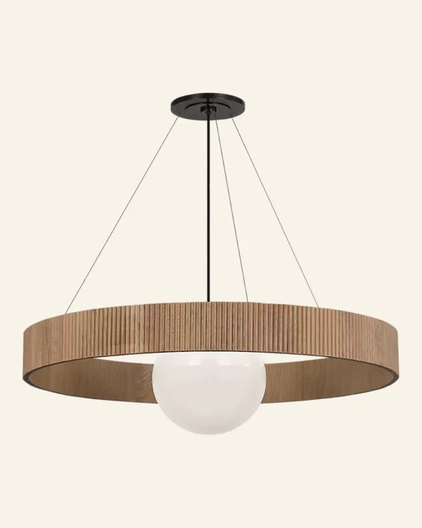 Doré Ring Glass Chandelier, 42" in brass