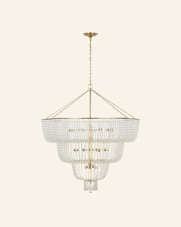 Doré Basket Glass Chandelier, 46" in antique brass