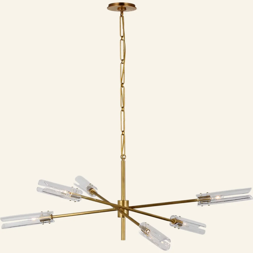 Doré Glass Chandelier, 46" in antique brass