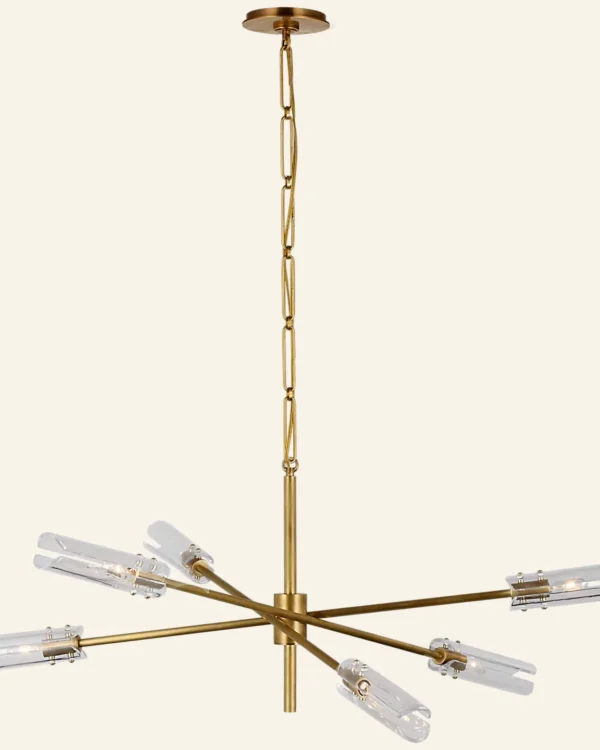 Doré Glass Chandelier, 46" in antique brass