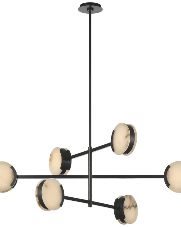 Doré Alabaster Chandelier, 48" in antique brass