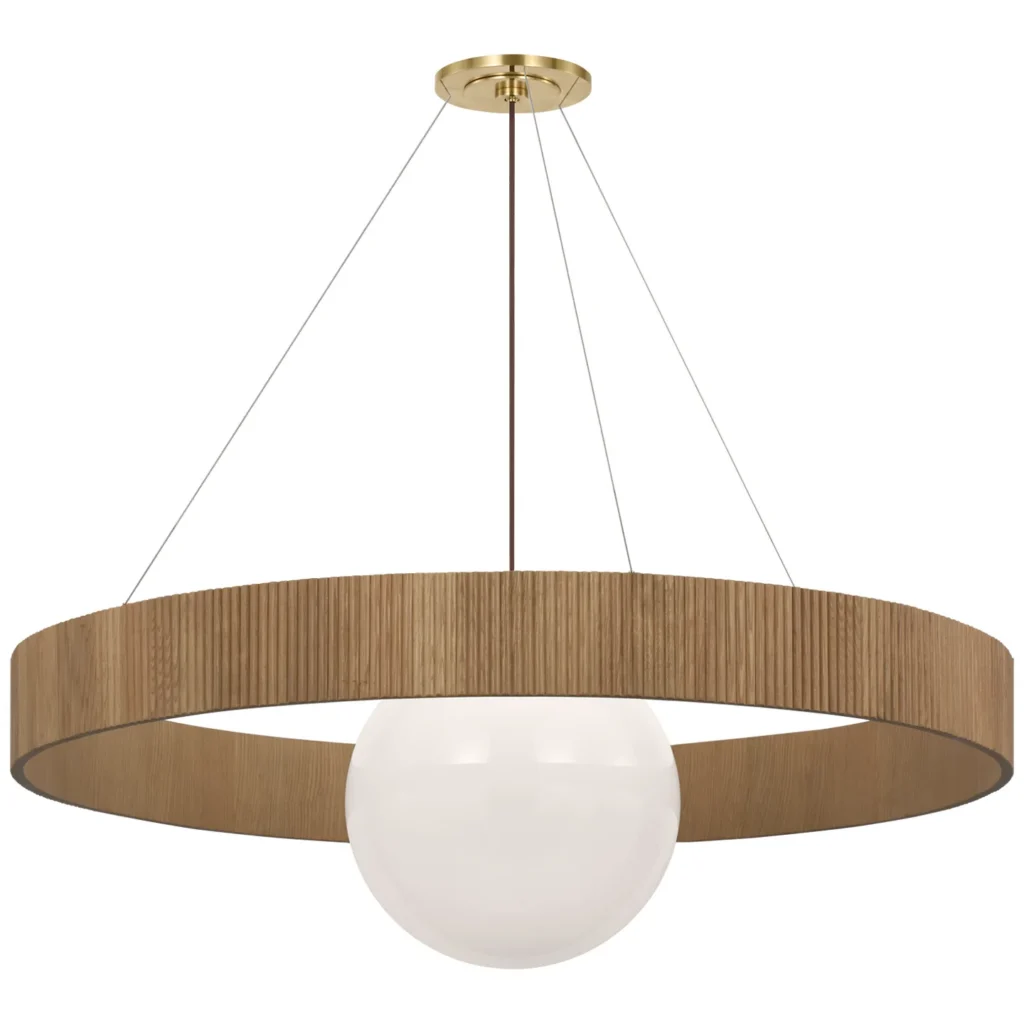Doré Ring Glass Chandelier, 53" in brass