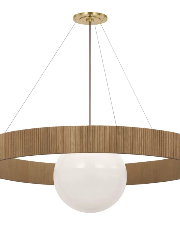 Doré Ring Glass Chandelier, 53" in brass