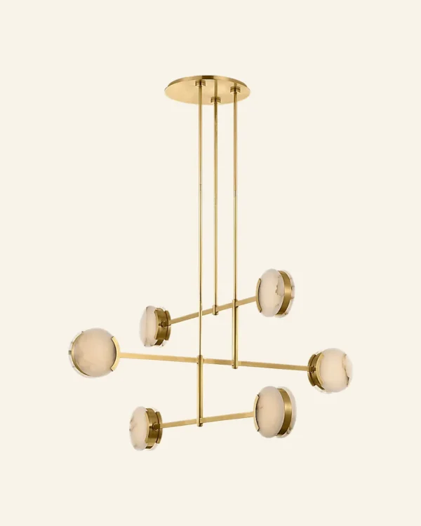 Doré Alabaster Chandelier, 54" in antique brass
