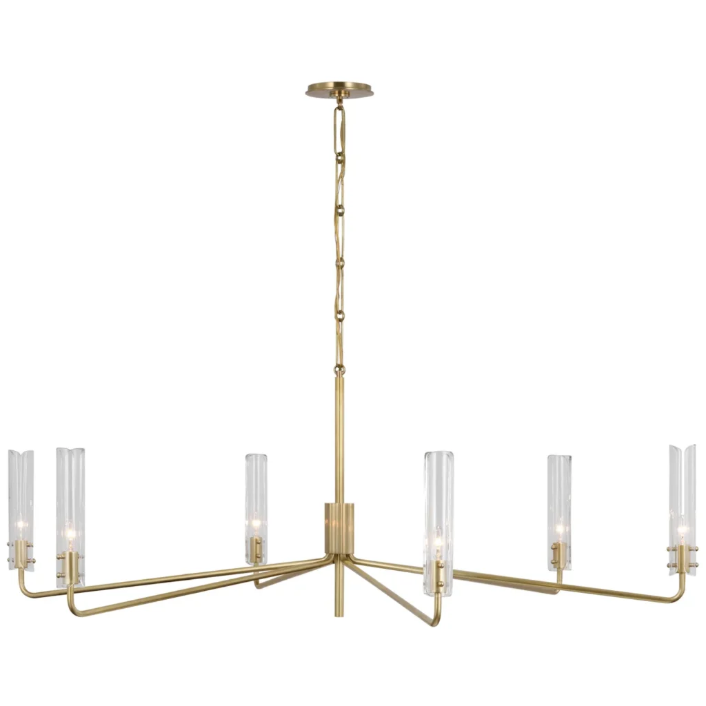 Doré Glass Chandelier, 56" in antique brass