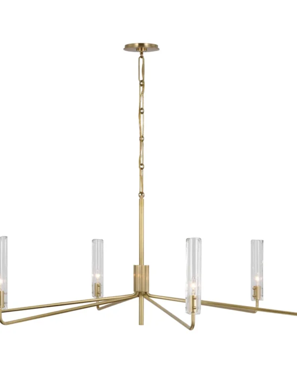 Doré Glass Chandelier, 56" in antique brass