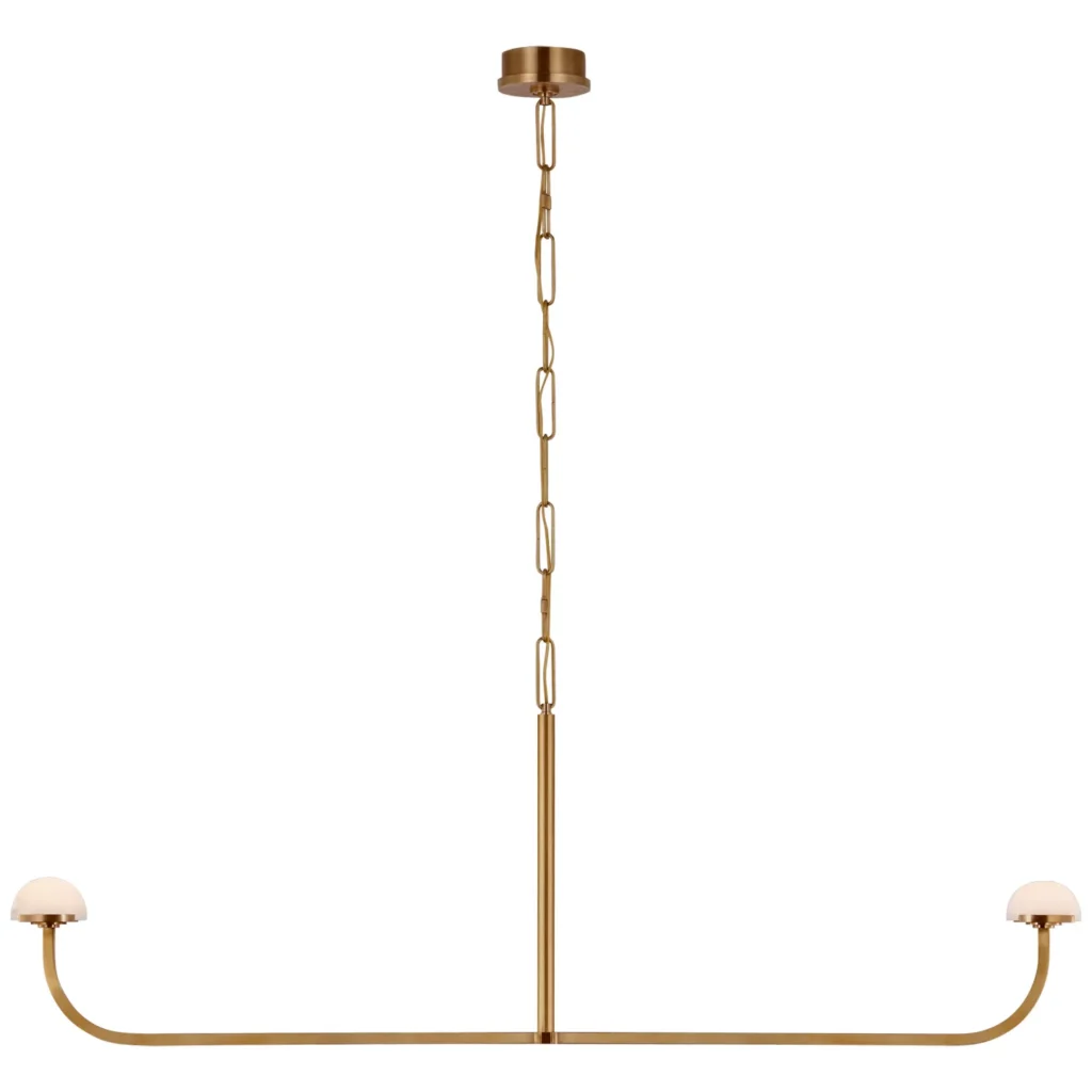 Doré Linear Alabaster Chandelier, 57" in antique brass