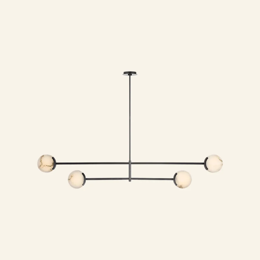 Doré Alabaster Chandelier, 72" in antique brass