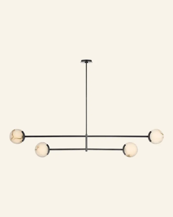 Doré Alabaster Chandelier, 72" in antique brass