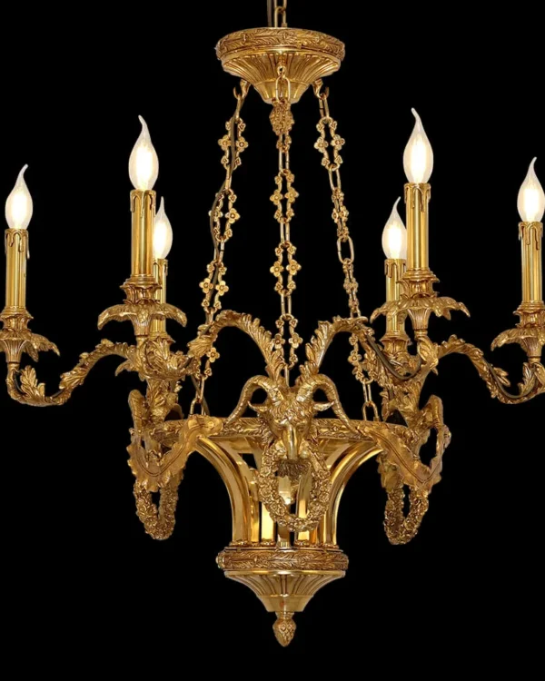 Duroc Brass Chandelier, 31" in antique brass