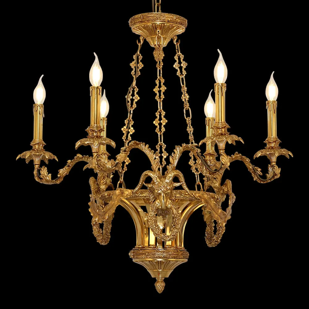 Duroc Brass Chandelier, 31" in antique brass