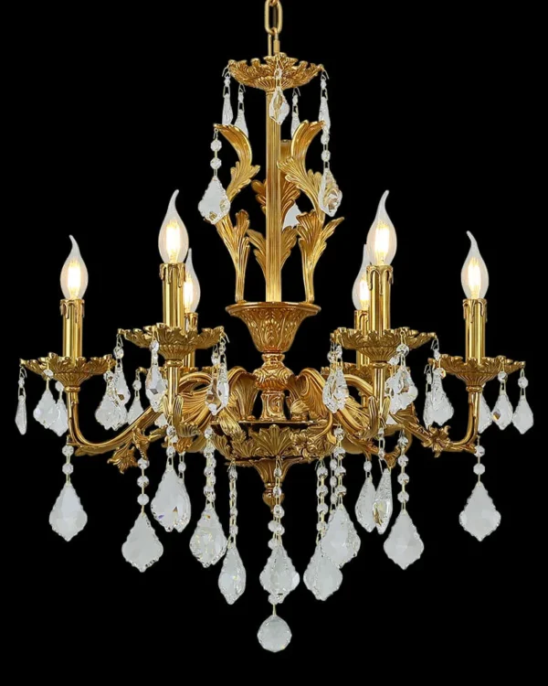Grenelle Crystal Chandelier, 24" in antique brass