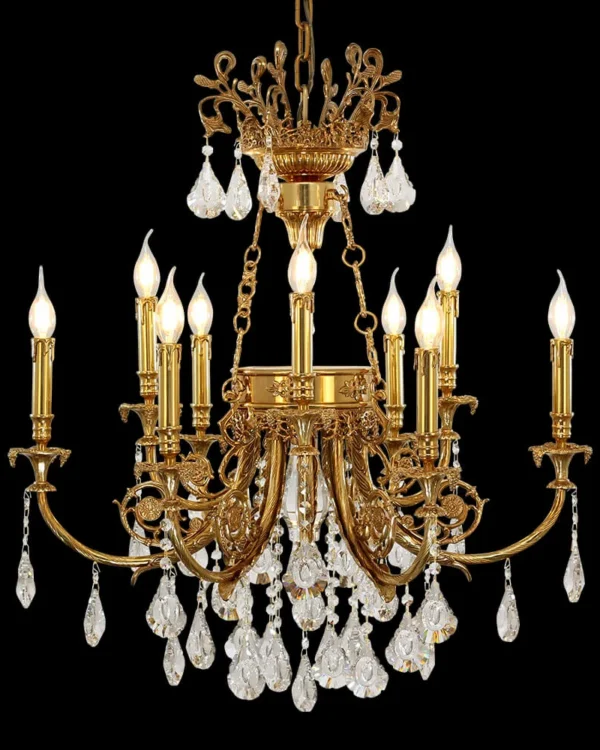 Grenelle Crystal Chandelier, 30" in antique brass