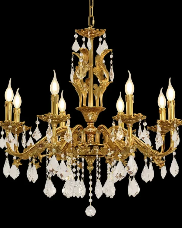 Grenelle Crystal Chandelier, 31" in antique brass