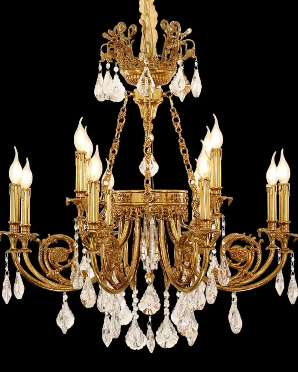 Grenelle Crystal Chandelier, 33" in antique brass