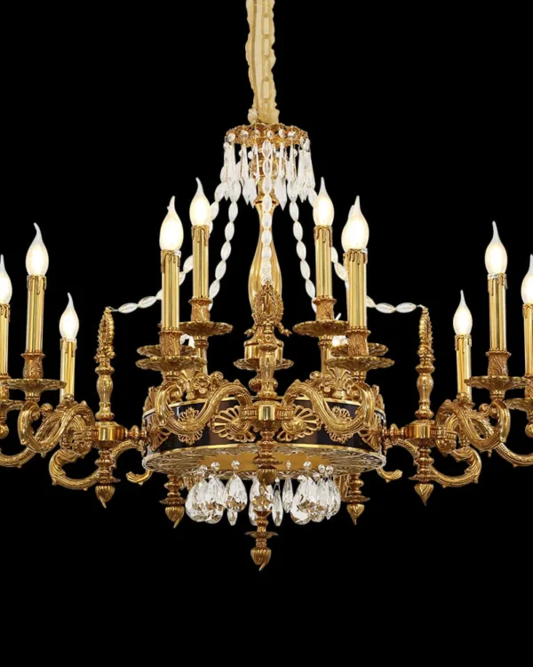 Grenelle Crystal Chandelier, 39" in antique brass