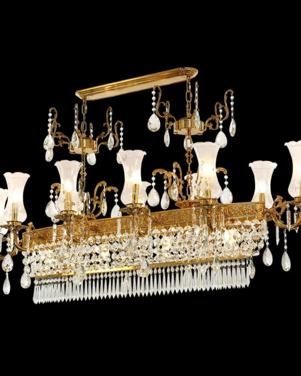 Invalides Crystal Chandelier, 63" in antique brass