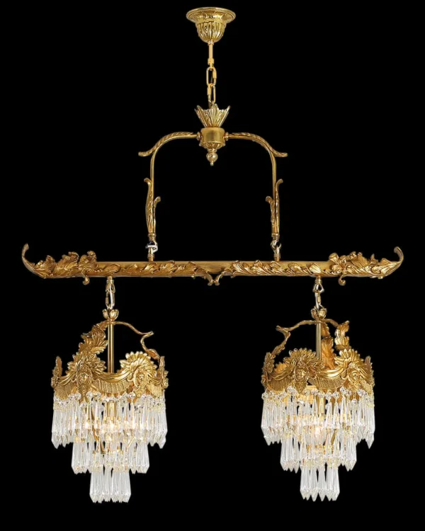 Kléber Crystal Chandelier, 35" in antique brass