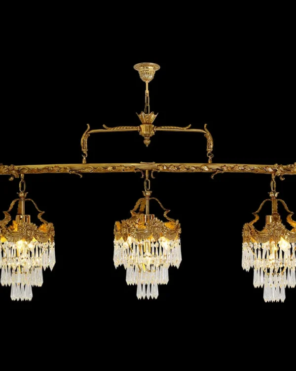 Kléber Crystal Chandelier, 55" in antique brass