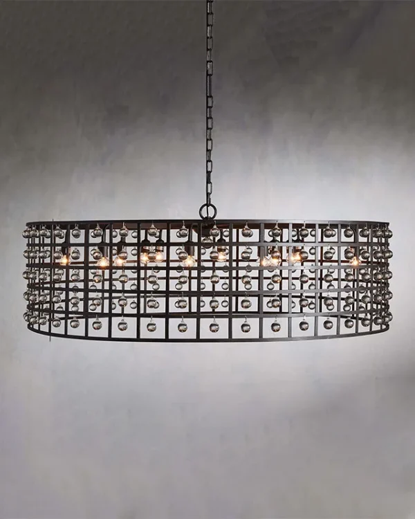Laiton Round Glass Chandelier, 12-Light in Bronze in bronze