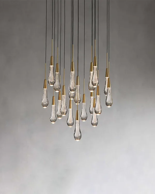Laiton Round Glass Chandelier, 19-Light in brass
