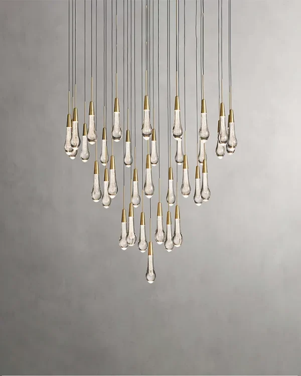 Laiton Round Glass Chandelier, 34-Light in brass