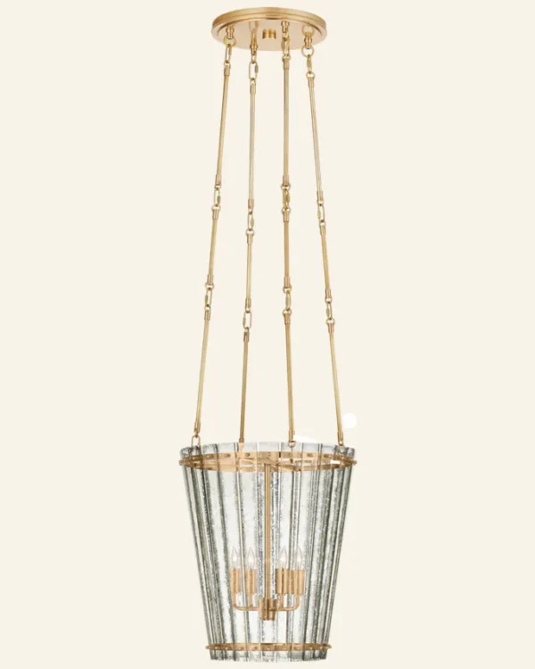 Laiton Glass Chandelier, 15" in brass