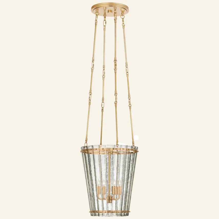 Laiton Glass Chandelier, 15" in brass