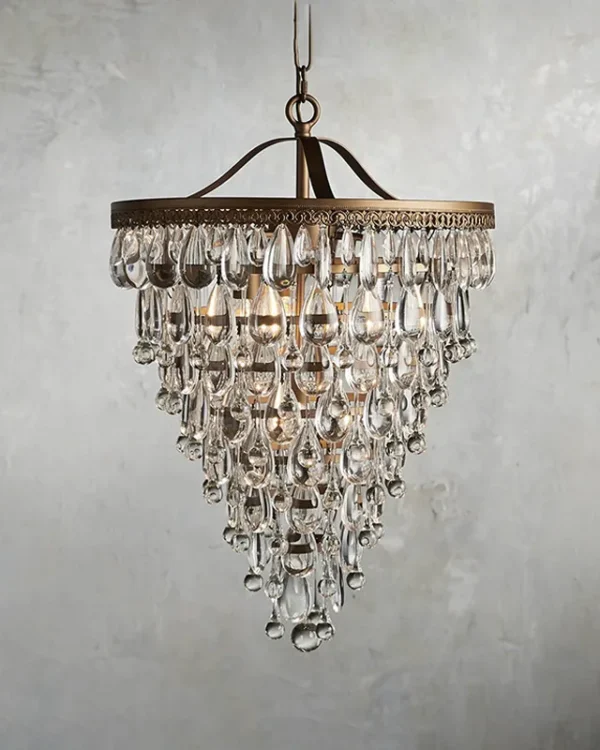 Laiton Round Glass Chandelier, 16" in gold