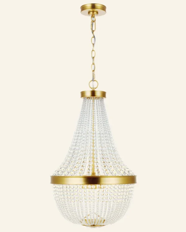 Laiton Glass Chandelier, 16" in burnished brass