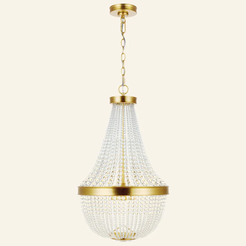 Laiton Glass Chandelier, 16" in burnished brass