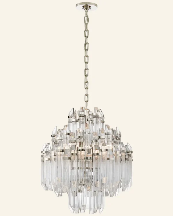 Laiton Four-Tier Brass Chandelier, 20" in antique brass