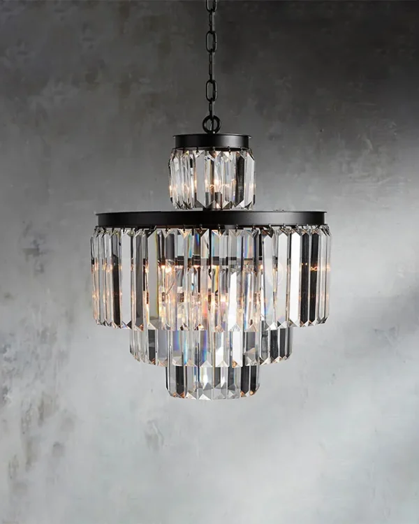 Laiton Round Crystal Chandelier, 21" in brass