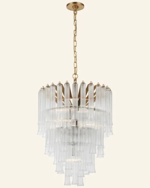 Laiton Cascade Glass Chandelier, 21" in gold