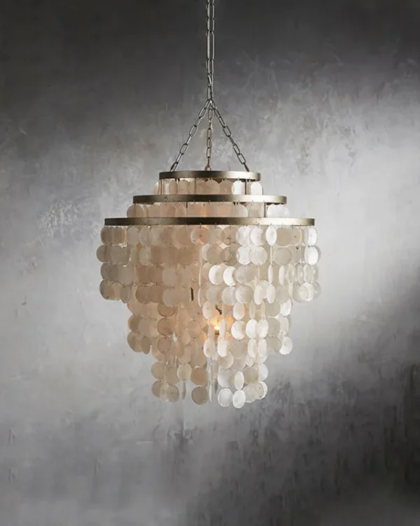 Laiton Round Chandelier, 24" in antique silver