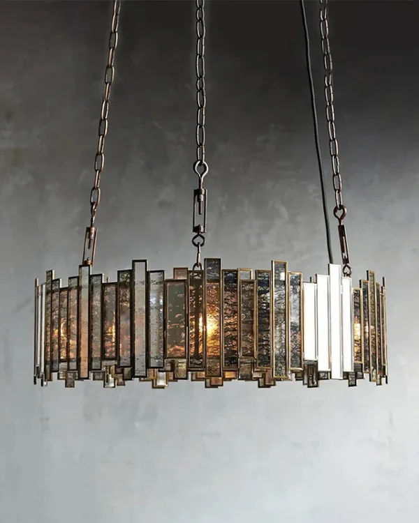 Laiton Round Glass Chandelier, 24" in antique copper