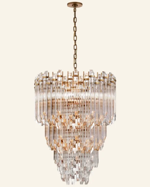 Laiton Three-Tier Brass Chandelier, 24" in antique brass