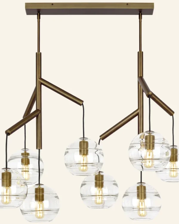 Laiton Glass 8-Light Chandelier, 24" in antique brass