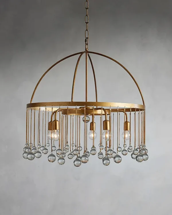 Laiton Two-Tier Glass Chandelier, 25" in brass