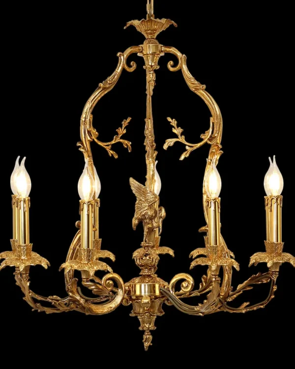 Laiton Brass Chandelier, 27" in antique brass