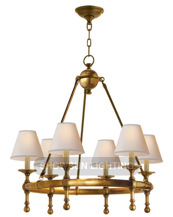 Laiton Ring Chandelier, 28" in antique burnished brass