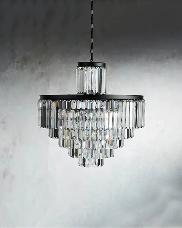 Laiton Round Crystal Chandelier, 32" in brass