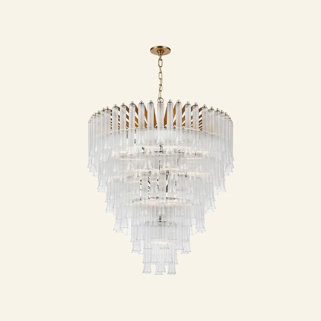 Laiton Cascade Glass Chandelier, 35" in gold
