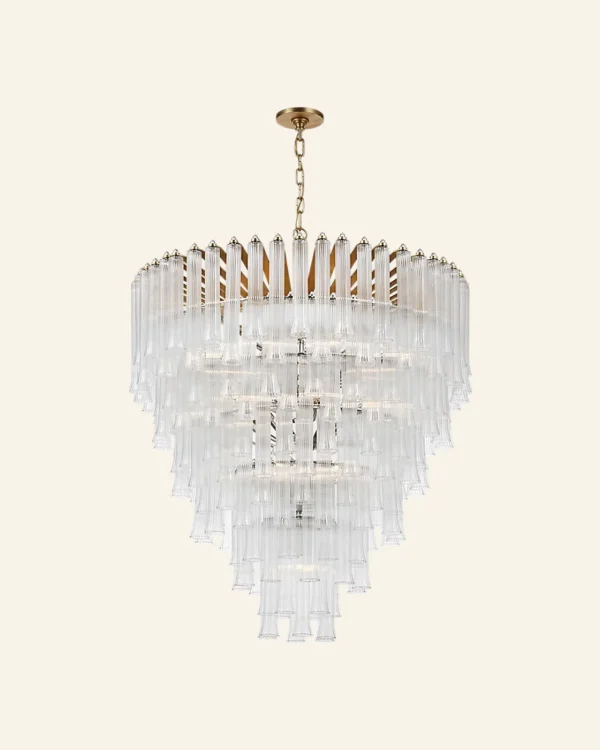 Laiton Cascade Glass Chandelier, 35" in gold