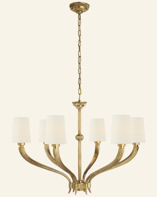 Laiton Brass Chandelier, 35" in brass