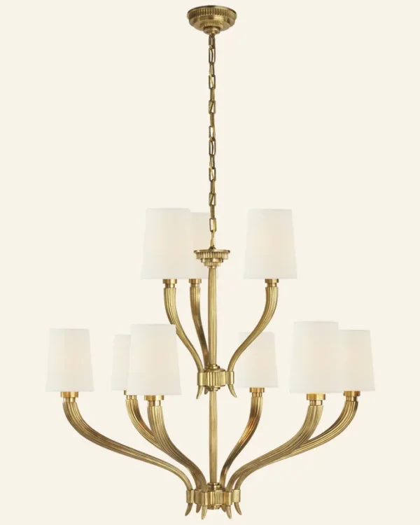 Laiton Two-Tier Brass Chandelier, 36" in brass