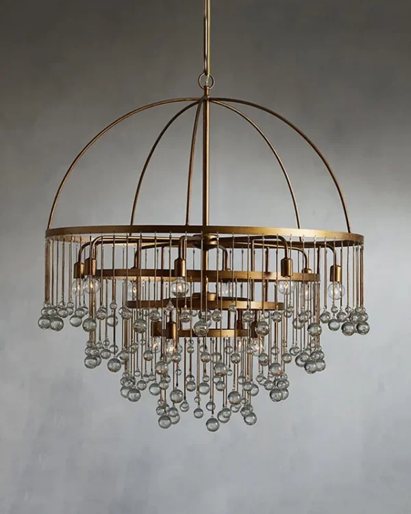 Laiton Four-Tier Glass Chandelier, 37" in brass
