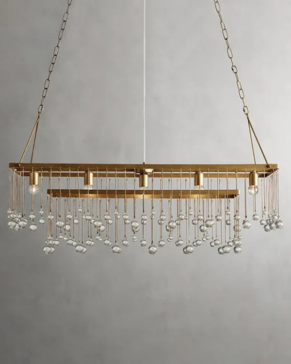 Laiton Oval Glass Chandelier, 47" in brass